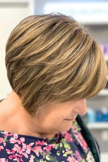 Short chin-length bob with highlights