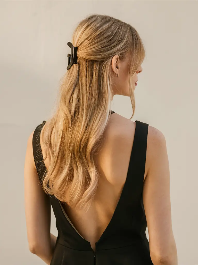 Romantic half-up waves hairstyle