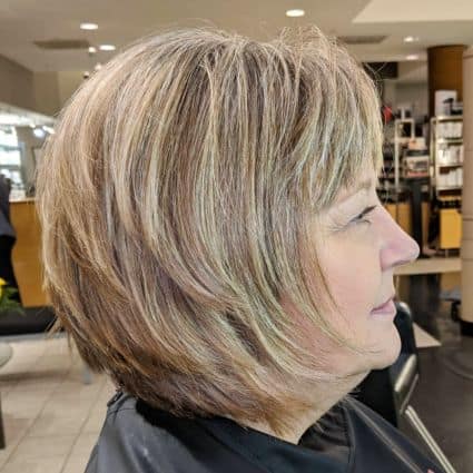 Short layered bob with texture and soft fringe