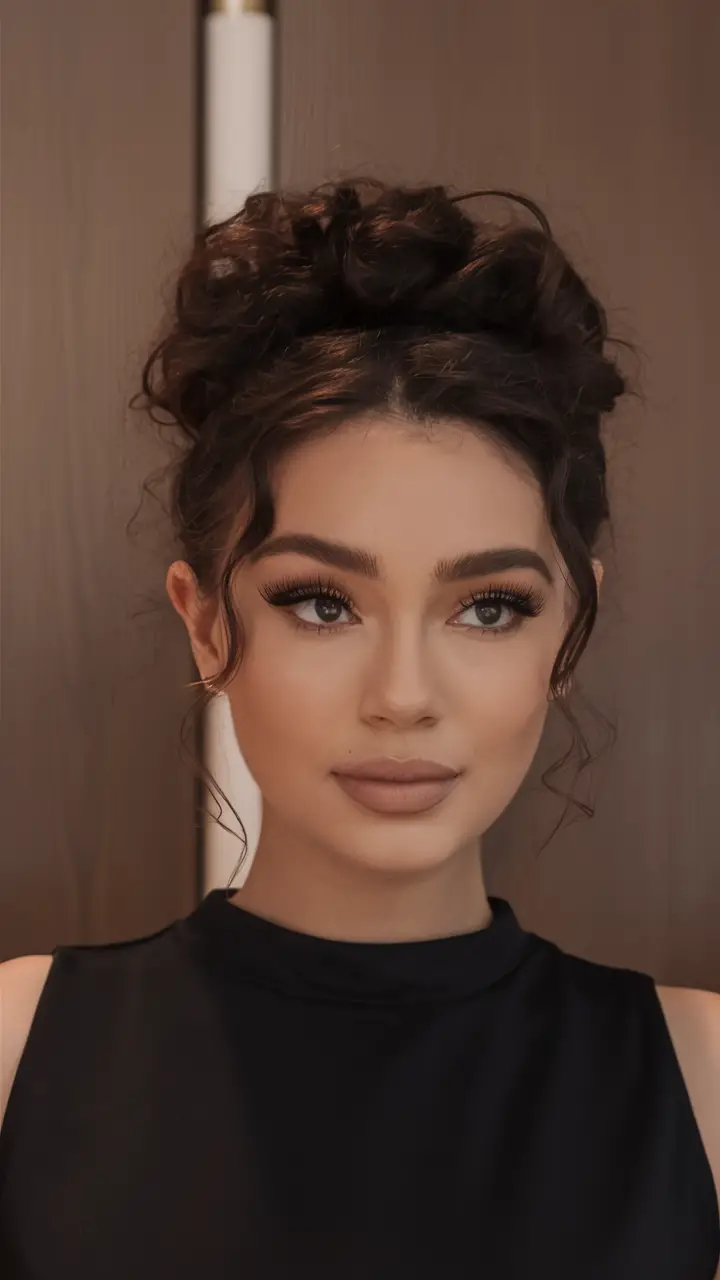 Textured curly updo hairstyle