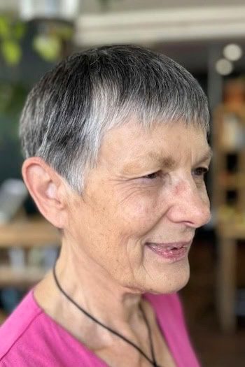 Close-cropped pixie with fringe