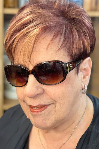 Straight pixie with highlights