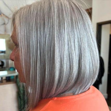 Long straight silver bob