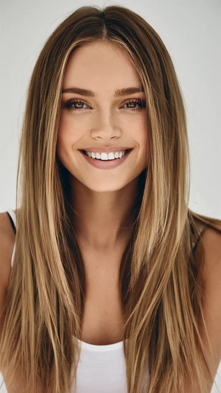 Sleek straight hair finish