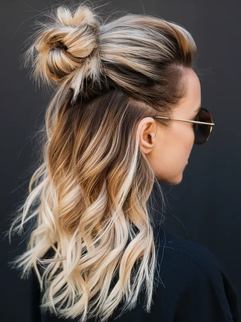 Half-up waves relaxed hairstyle