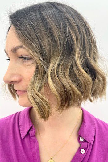 Wavy blunt bob with highlights