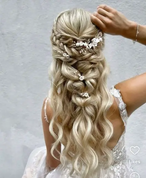 Boho Braided Half-Up Wedding Hairstyle