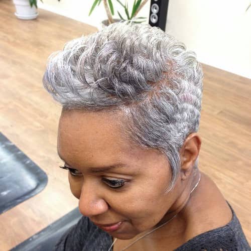 Wavy Pixie Haircut Gray Hair
