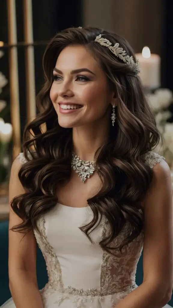 Bride with classic Hollywood waves hairstyle