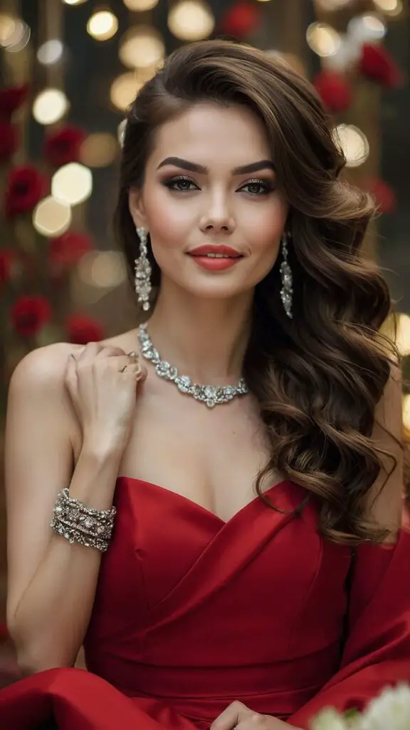 Old Hollywood side-part waves wedding hairstyle