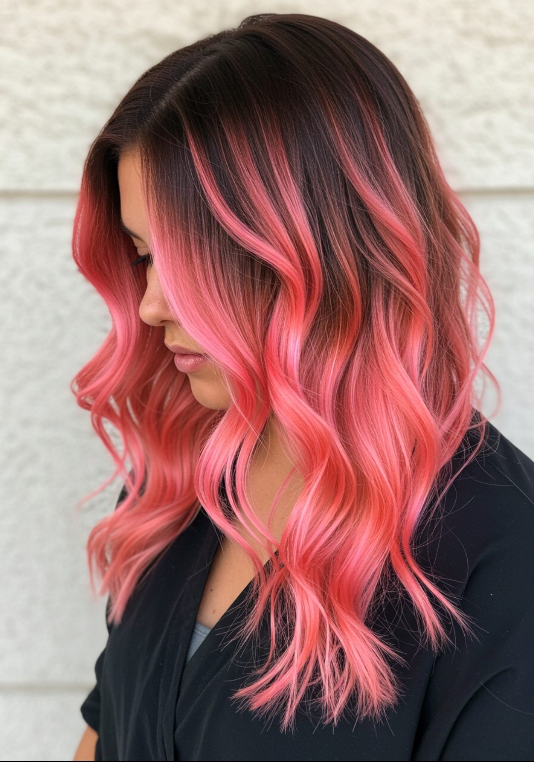 Peachy pink balayage