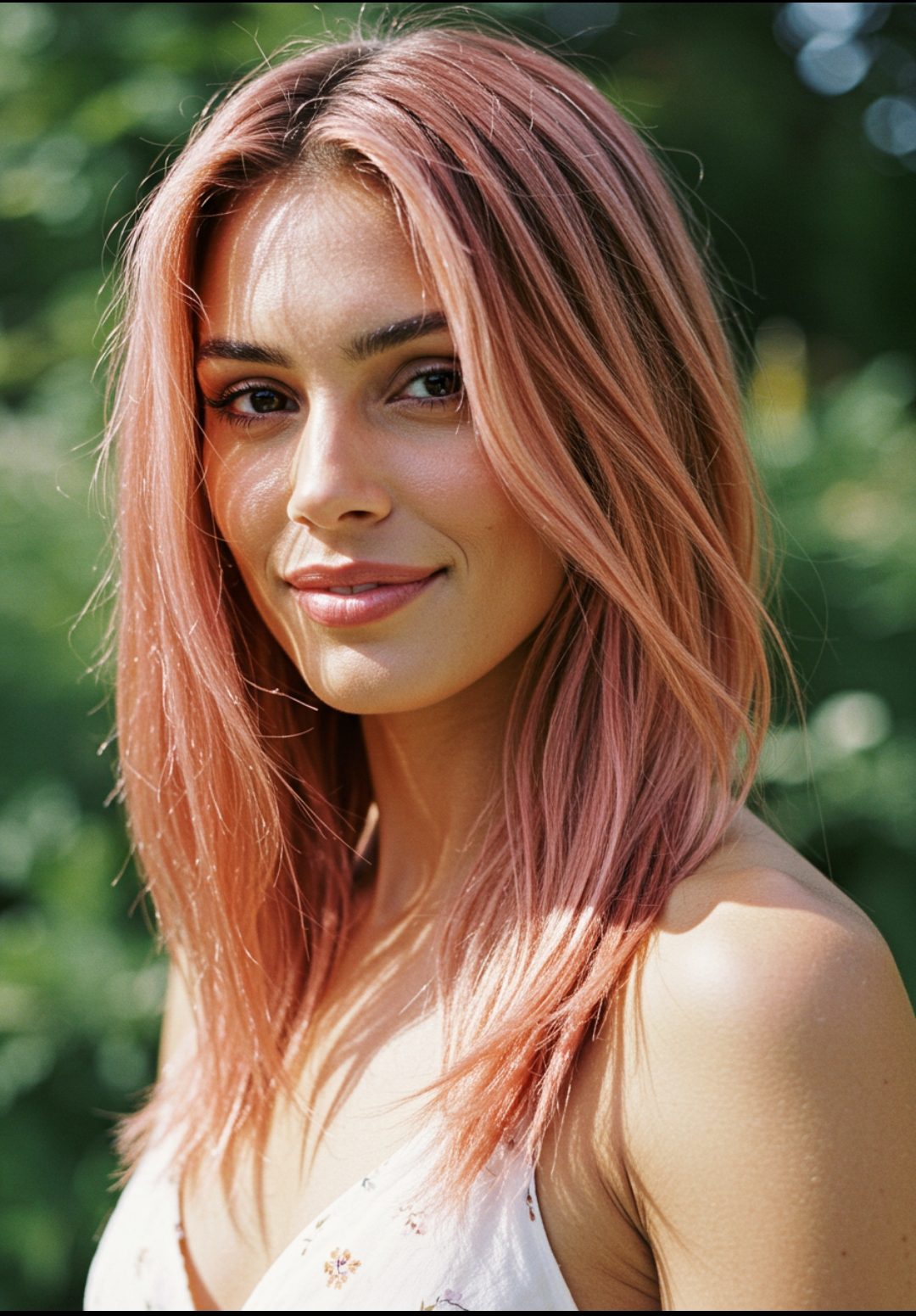 Rose gold hair streaks