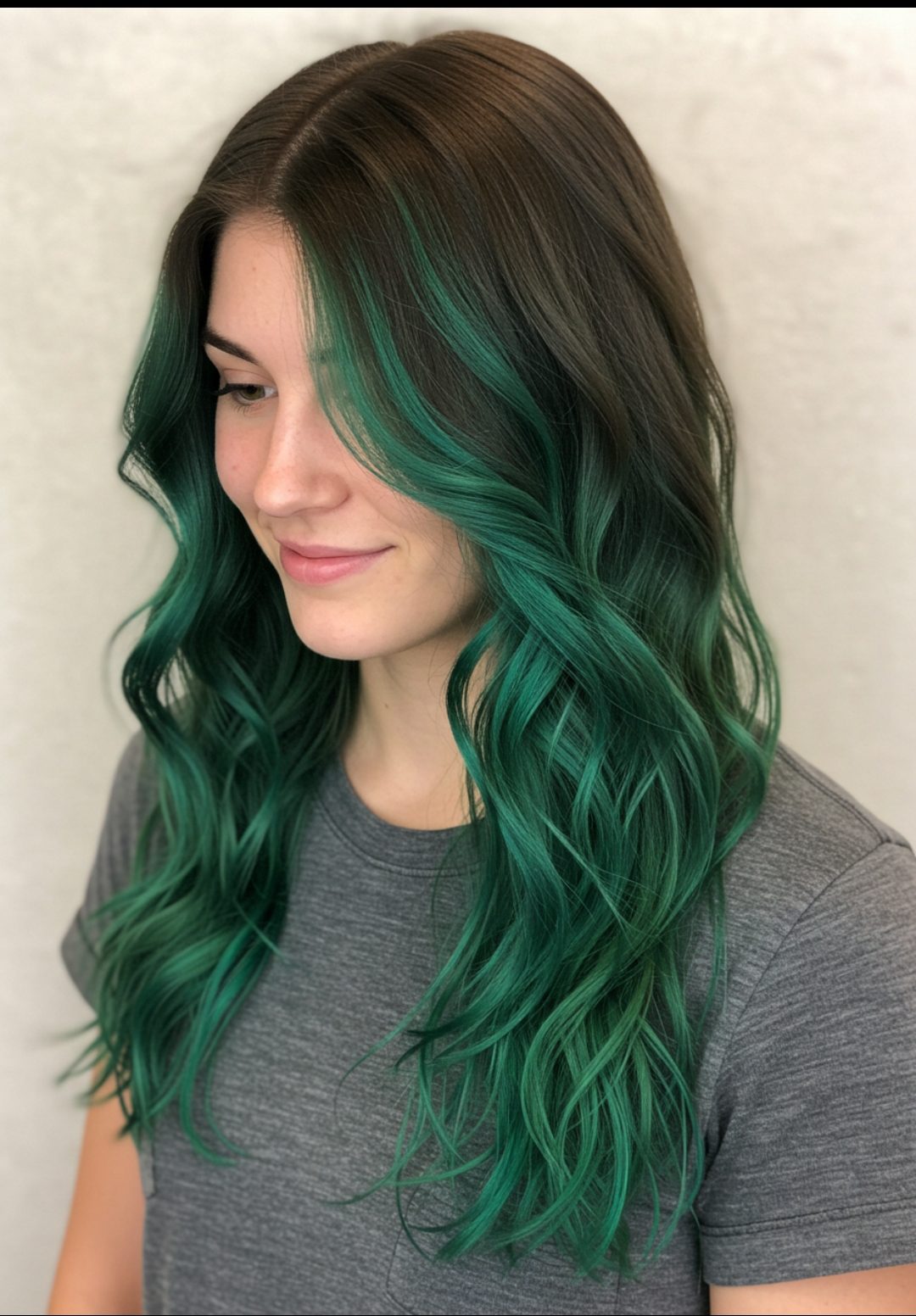 Emerald green hair accents