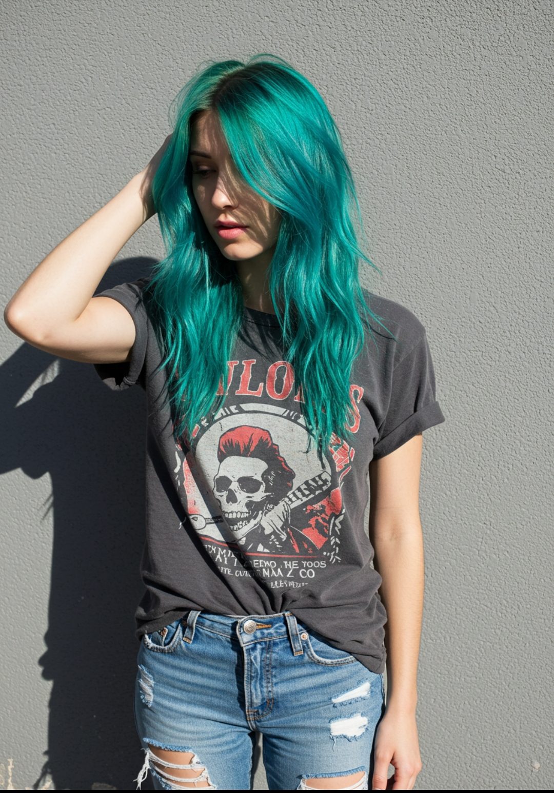 Teal blue dip-dye
