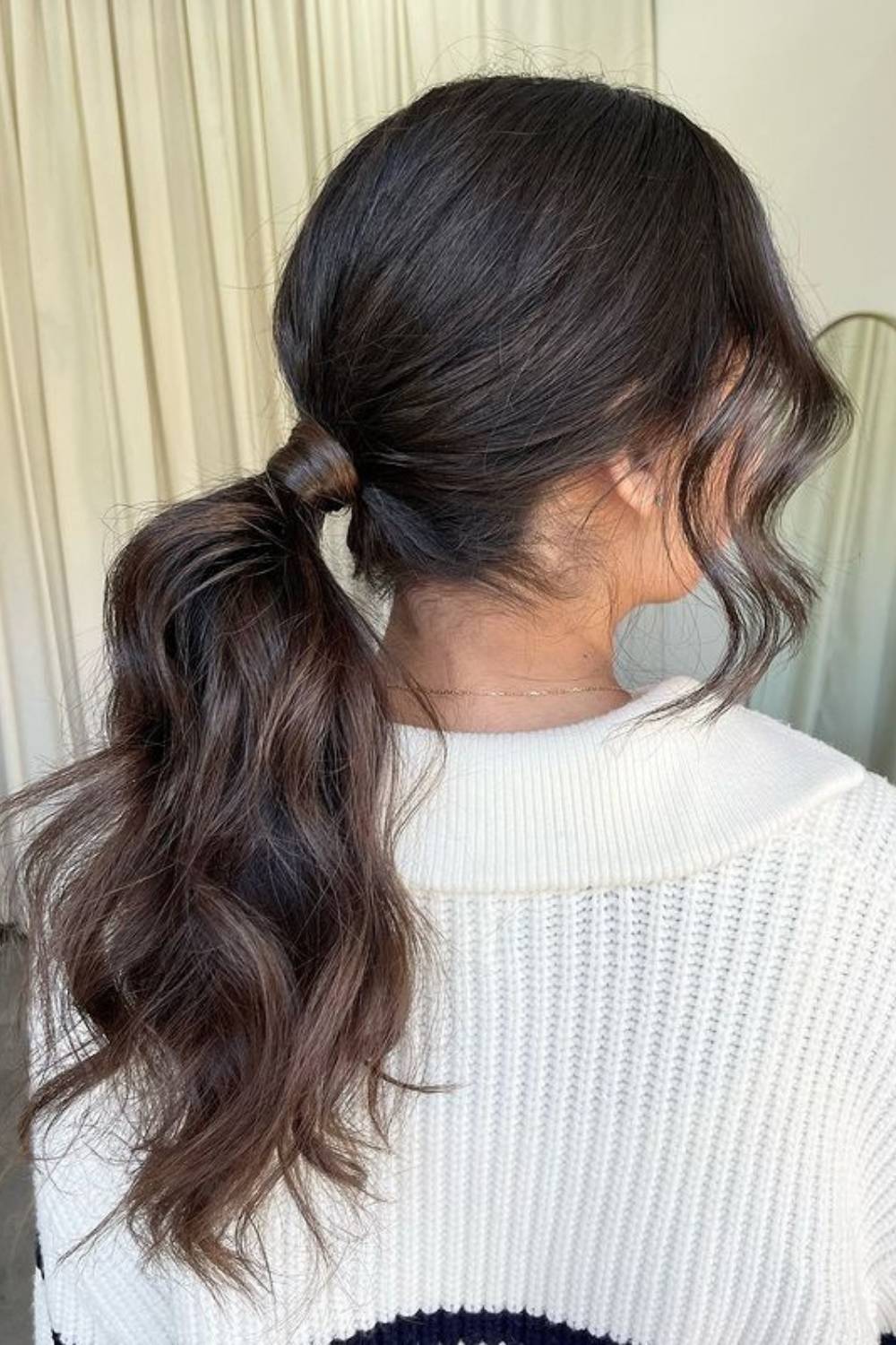 Wrapped low ponytail