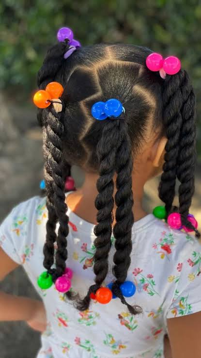 Zig-Zag Parted Braids for school girls 
