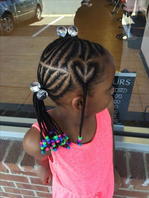 Heart-Shaped Cornrows for school girls 