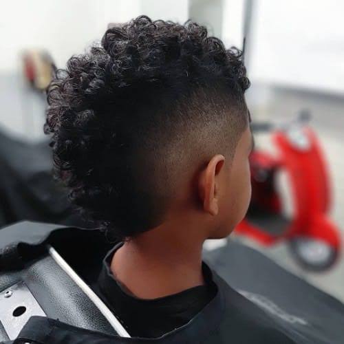 Tapered Sides with Curly Mohawk for school boys