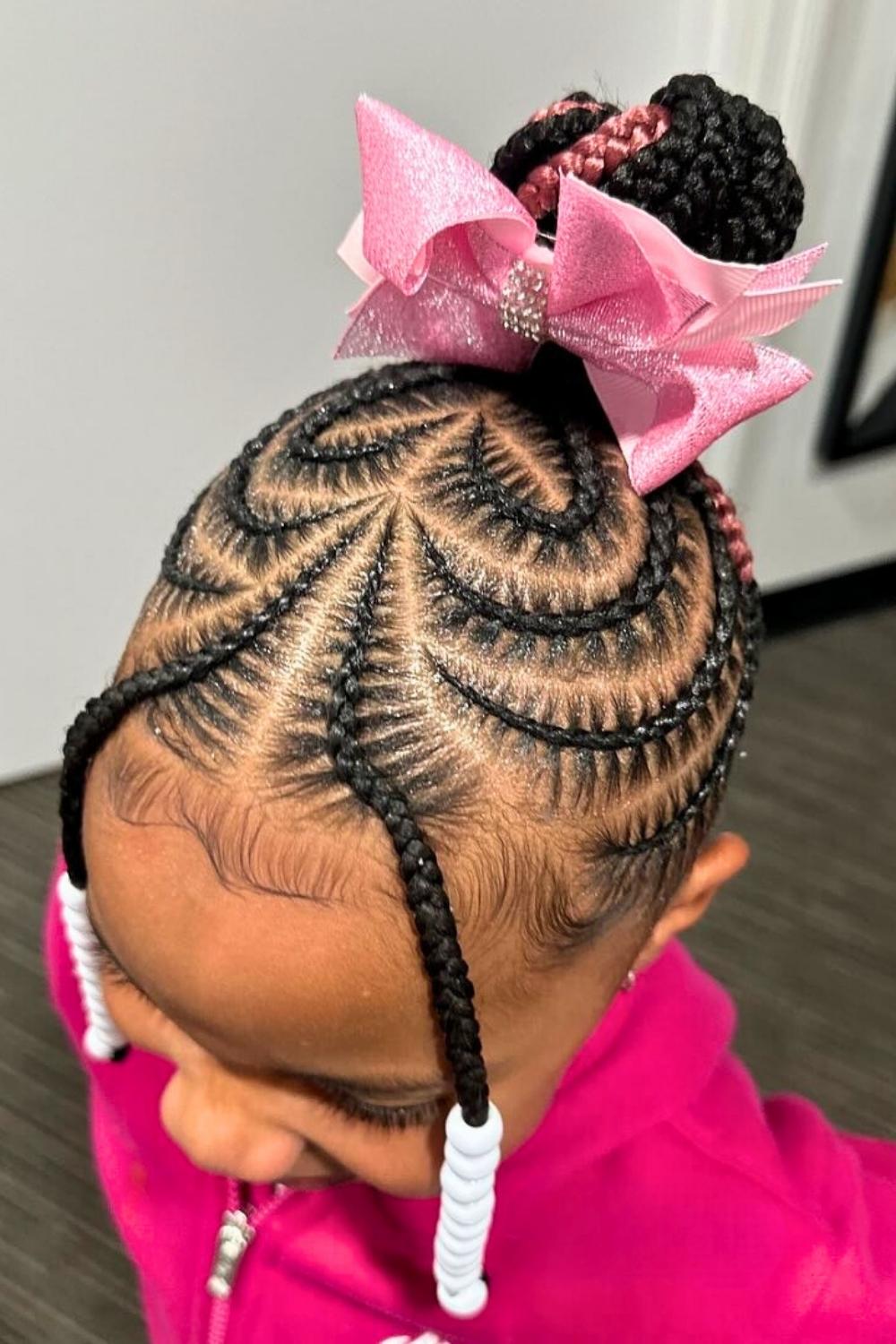 Spiral Elegance - Toddler braided hairstyle with colorful beads
