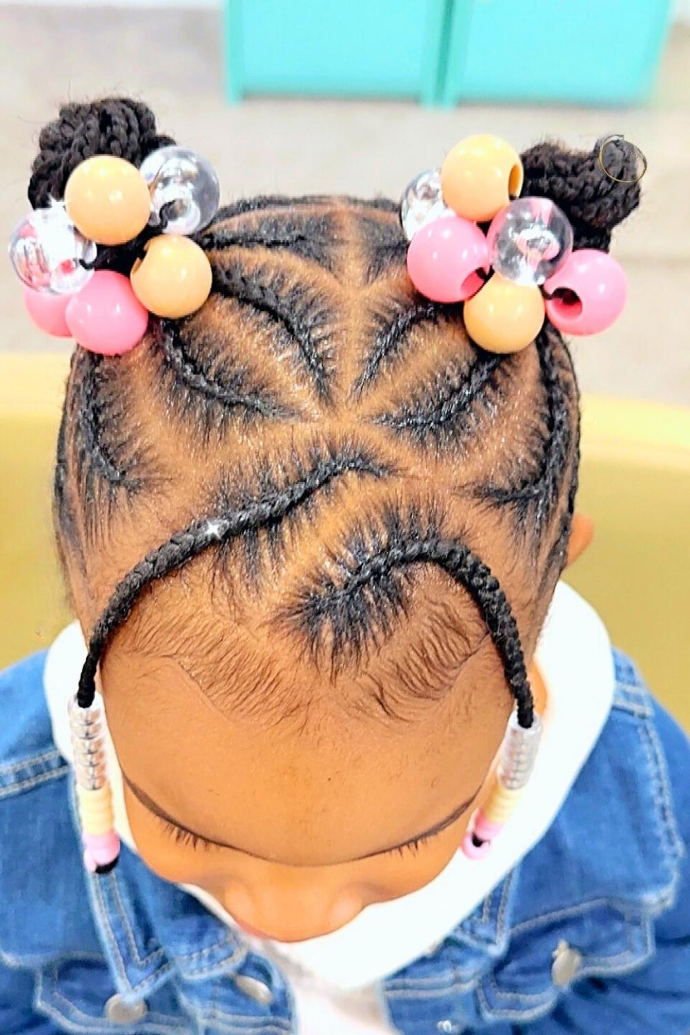 Beaded Bun Charms - Low bun with dangling beaded charms