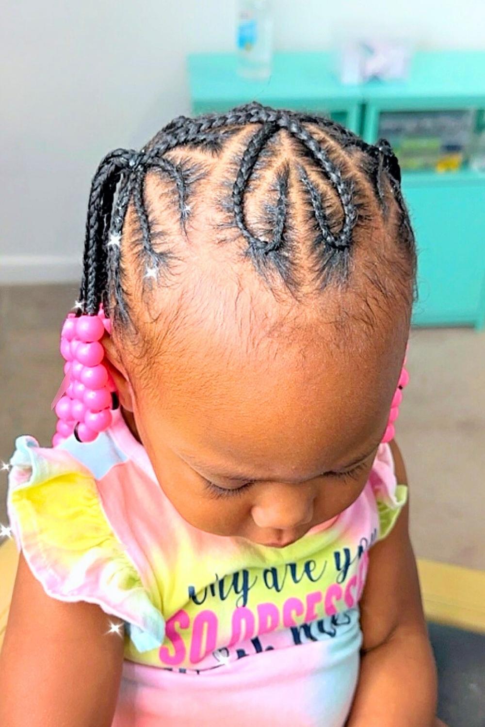 Pink Parade - Gradient pink beads in braided hairstyle