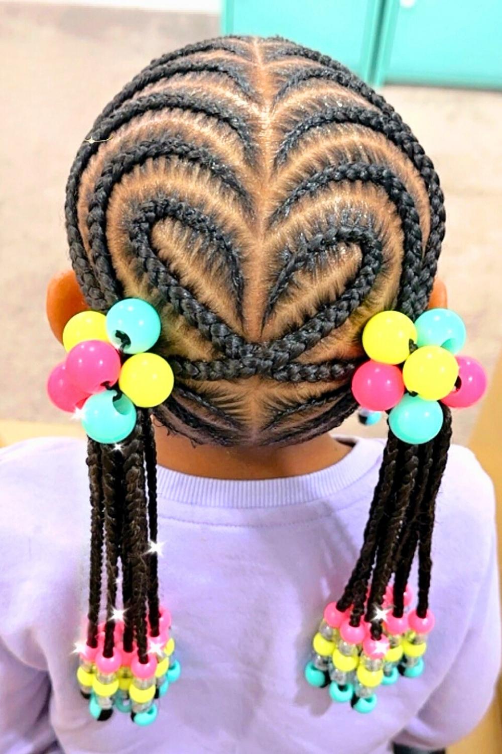 Heartfelt Highlights - Heart-shaped parting with braids and beads