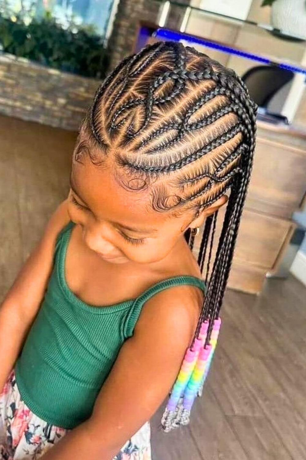 Sleek Streamlined - Smooth cornrows with beads