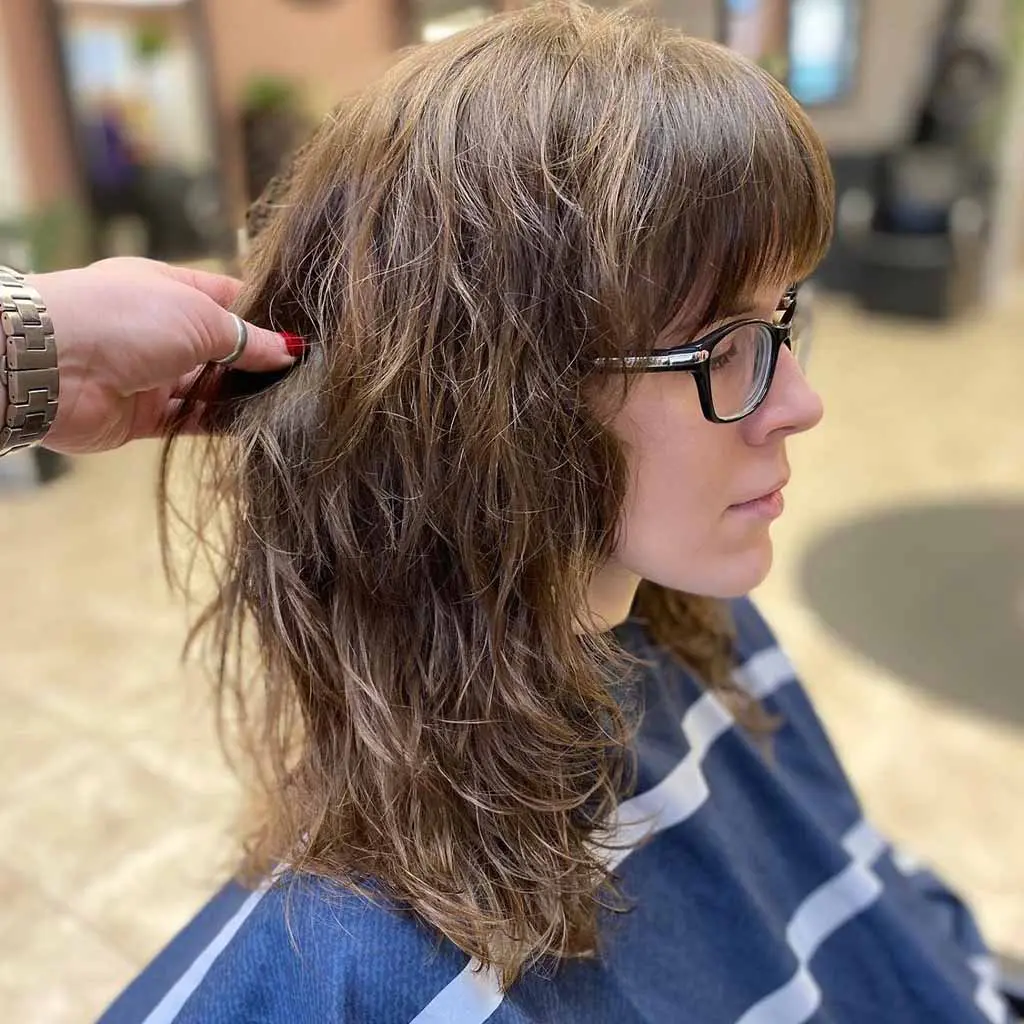 Short Shag With Balayage and Blunt Bangs for Fine Hair