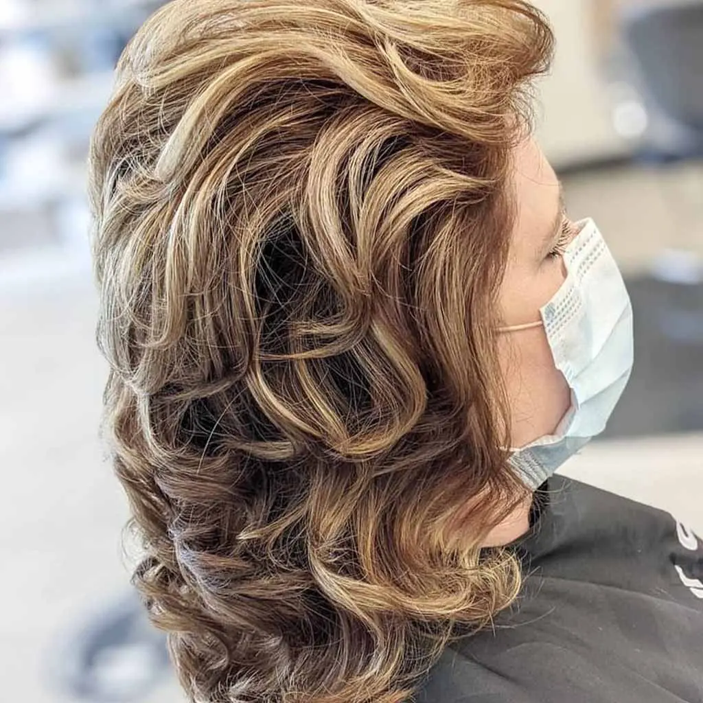 Voluminous Curly Blonde Shag for Fine Hair