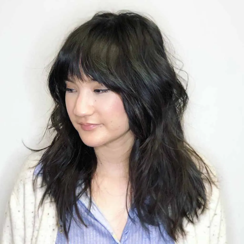 Messy Layered Shag With Face-Framing Bangs for Fine Hair