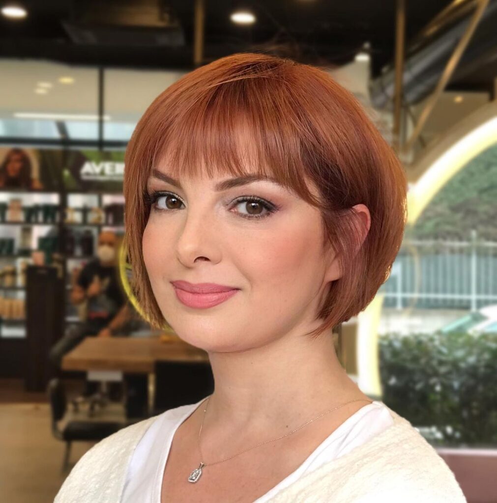 Classic short bob with baby bangs