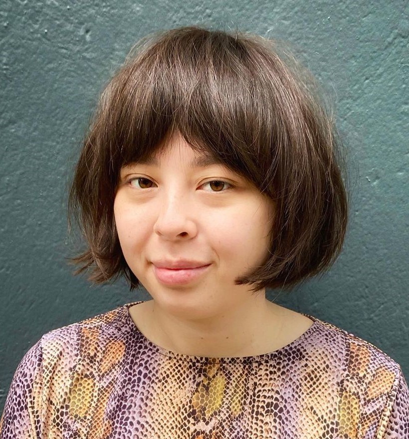 Rounded bob with full fringe