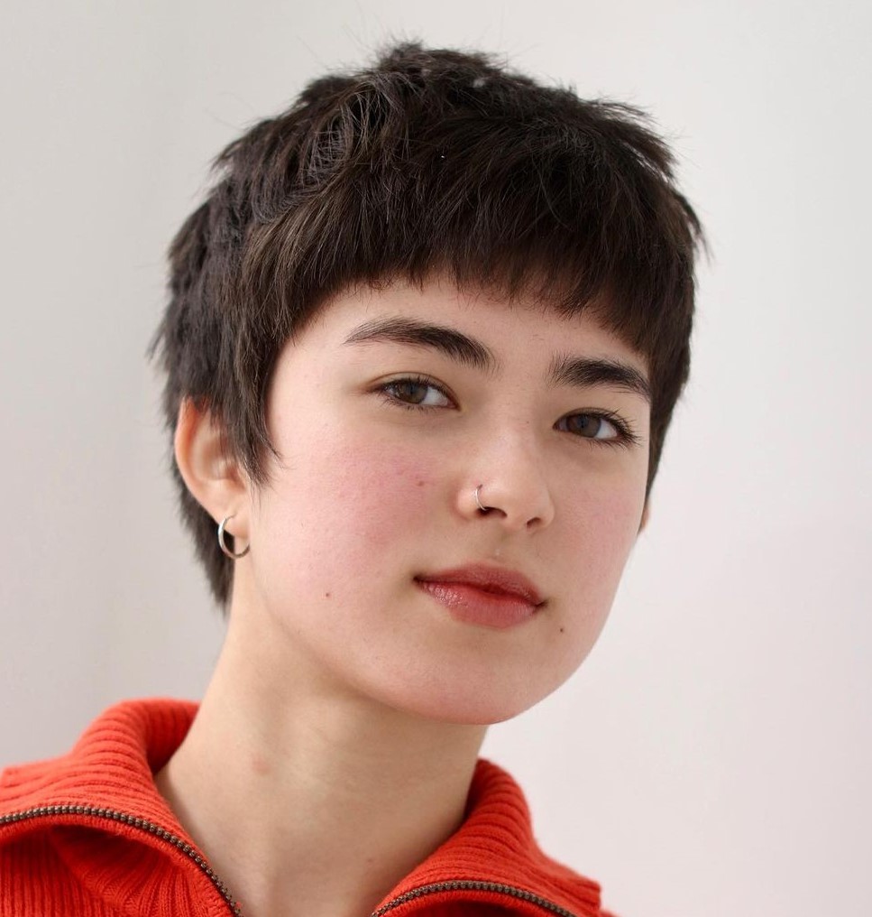Micro pixie with soft fringe