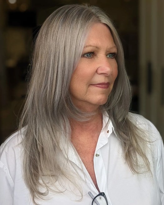 Center-Parted Style with Layers at the Bottom