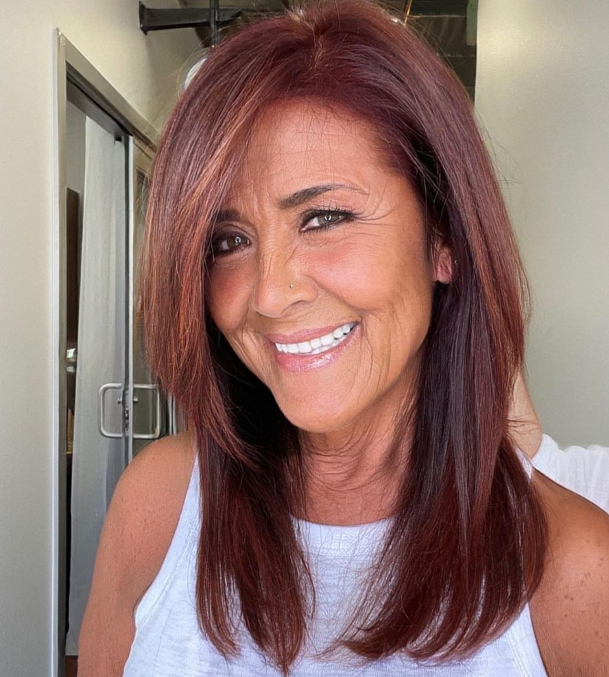 Straight Burgundy Locks with Face-Framing