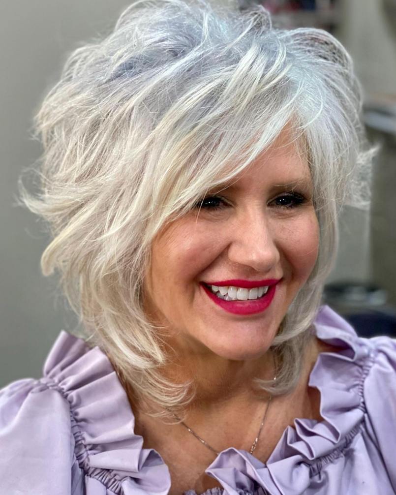 Silver Bob with Side Bangs