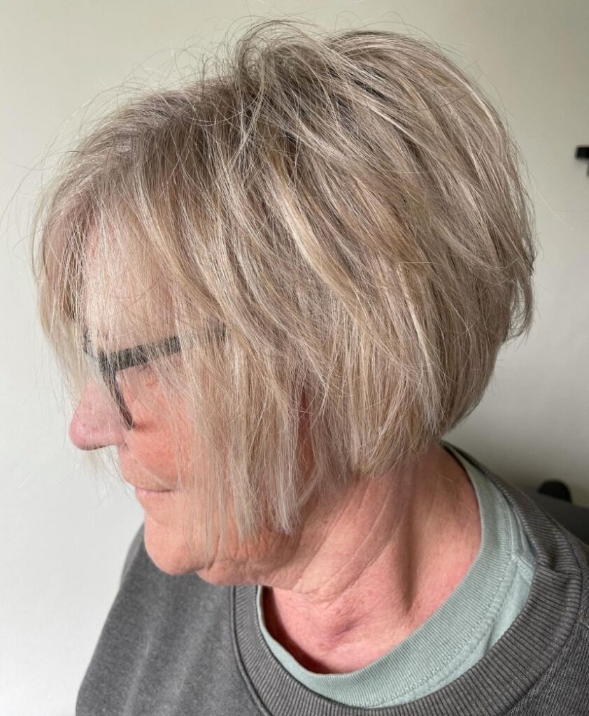 Sandy Blonde Bob with Layers at the Top