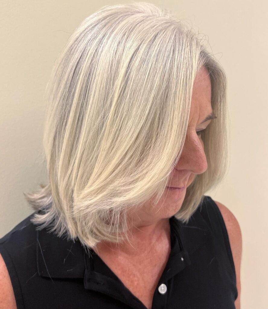 Silver Vanilla Lob with Slightly Textured Ends