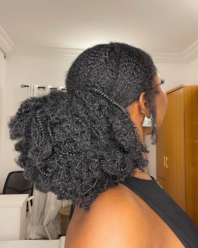 Low Afro Puffy Ponytail on natural hair